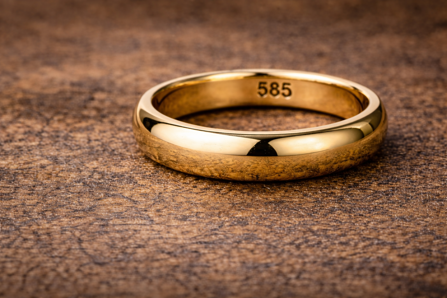 Solid gold ring stamped 585 indicating 14 karat gold content