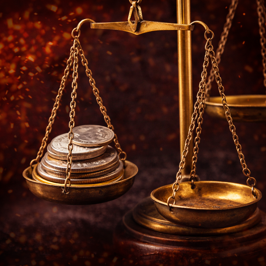 Silver coins on a balance scale representing professional evaluation of a potential coin error