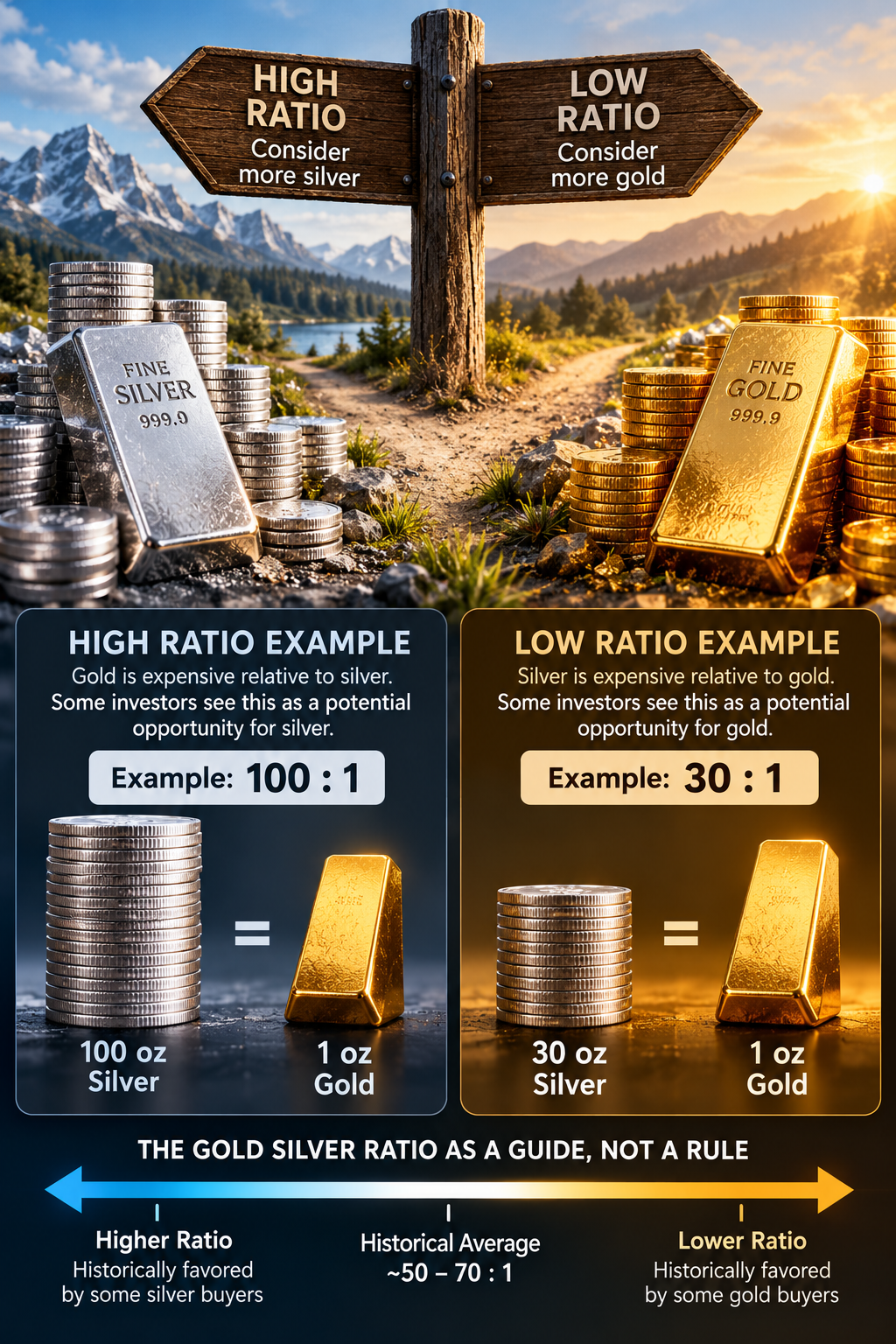 Gold vs silver investment comparison using the ratio