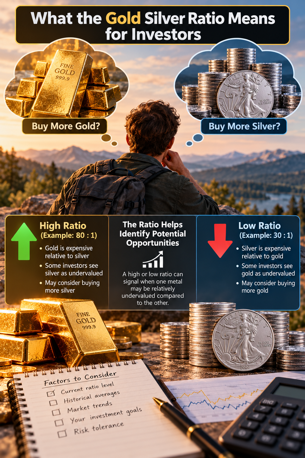 Gold silver ratio used as a precious metals comparison tool